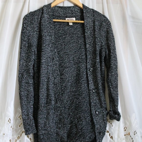 Mudd Sweaters - Mudd Marled Knit Black White Long Cardigan